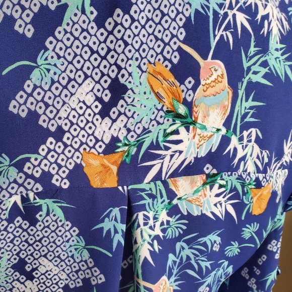 DR2 Tropical Long Sleeve Blouse Sm. Unique! - Picture 3 of 8